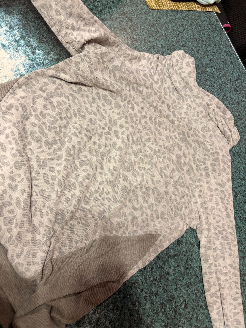 Women's Taupe Leopard Print Hoodie Sweater